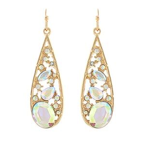 Teardrop Outline w/Stone Earrings